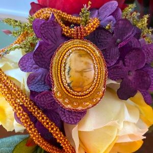 Hand beaded cabachon